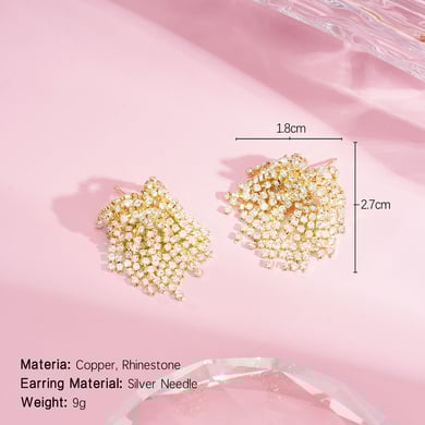 1 Pair Festive Series Flower Tassel Copper Stud Earrings h5 
