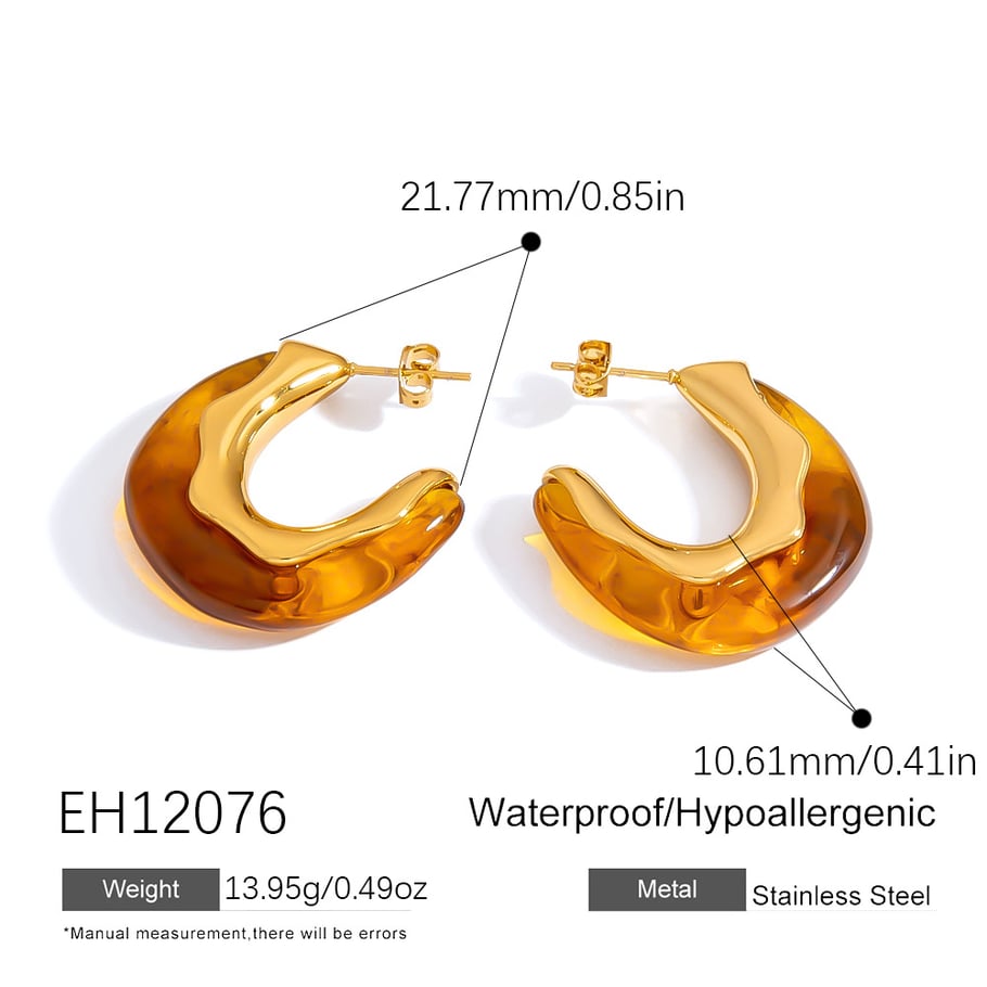 1 paire de boucles d&#39;oreilles à tige simples en acier inoxydable doré pour femme Image2