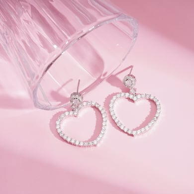1 Pair Festive Series Sweet Heart Copper Drop Earrings h5 Picture2