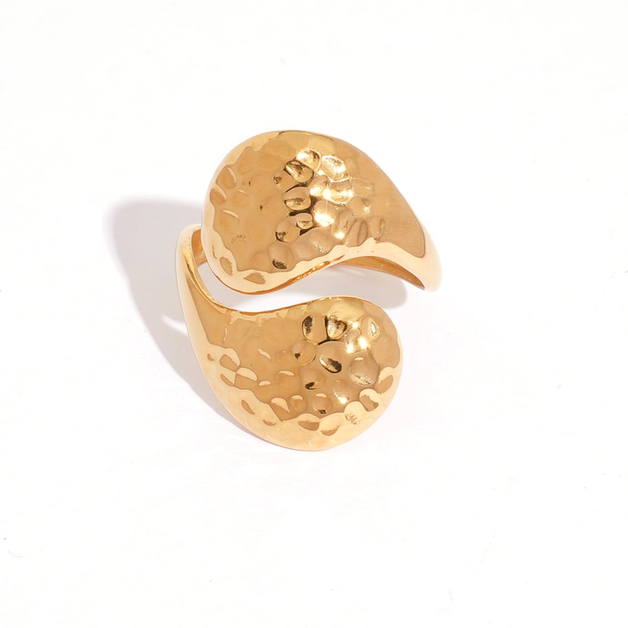 1 Piece Simple Irregular Shape Hammer Pattern Stainless Steel Women’s Statement Rings
