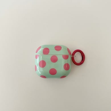 1 custodia per auricolari da donna a pois color rosa-verde h5 