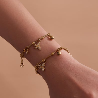 Ensemble de bijoux élégants pour femmes en acier inoxydable avec zircon couleur or et papillon h5 Image6