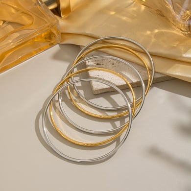 Circle Stainless Steel Mixed Color Bangles h5 Picture4