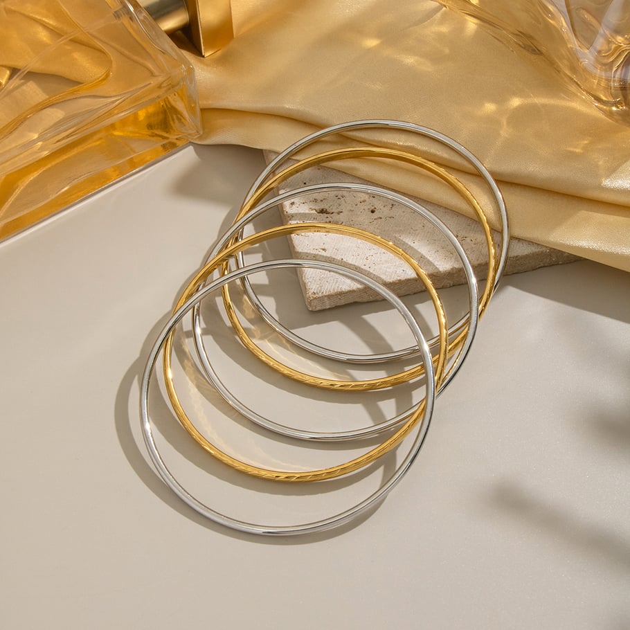 Circle Stainless Steel Mixed Color Bangles Picture4