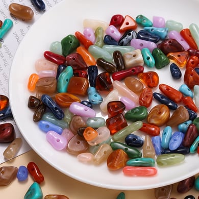 1 Paket Retro DIY Düzensiz Degrade Renkli Akrilik Takı Boncuğu h5 Resim3