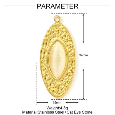 1 pieza elegante colgante circular de acero inoxidable color dorado con piedra natural para mujer h5 Imagen2