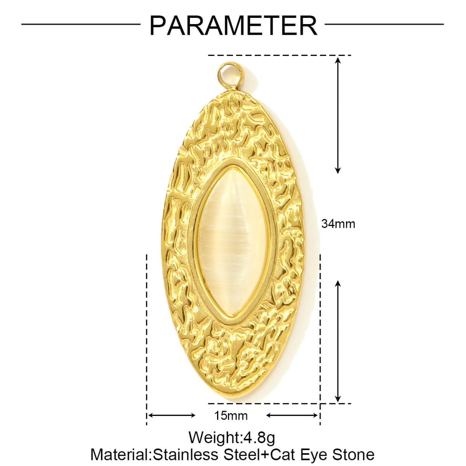 1 pieza elegante colgante circular de acero inoxidable color dorado con piedra natural para mujer Imagen2