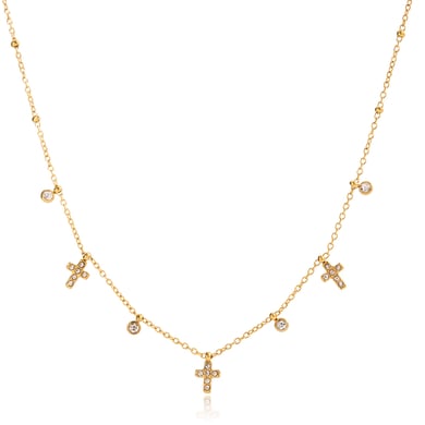 1 Piece Sophisticated Cross Stainless Steel Gold Color Zircon Women's Pendant Necklaces h5 