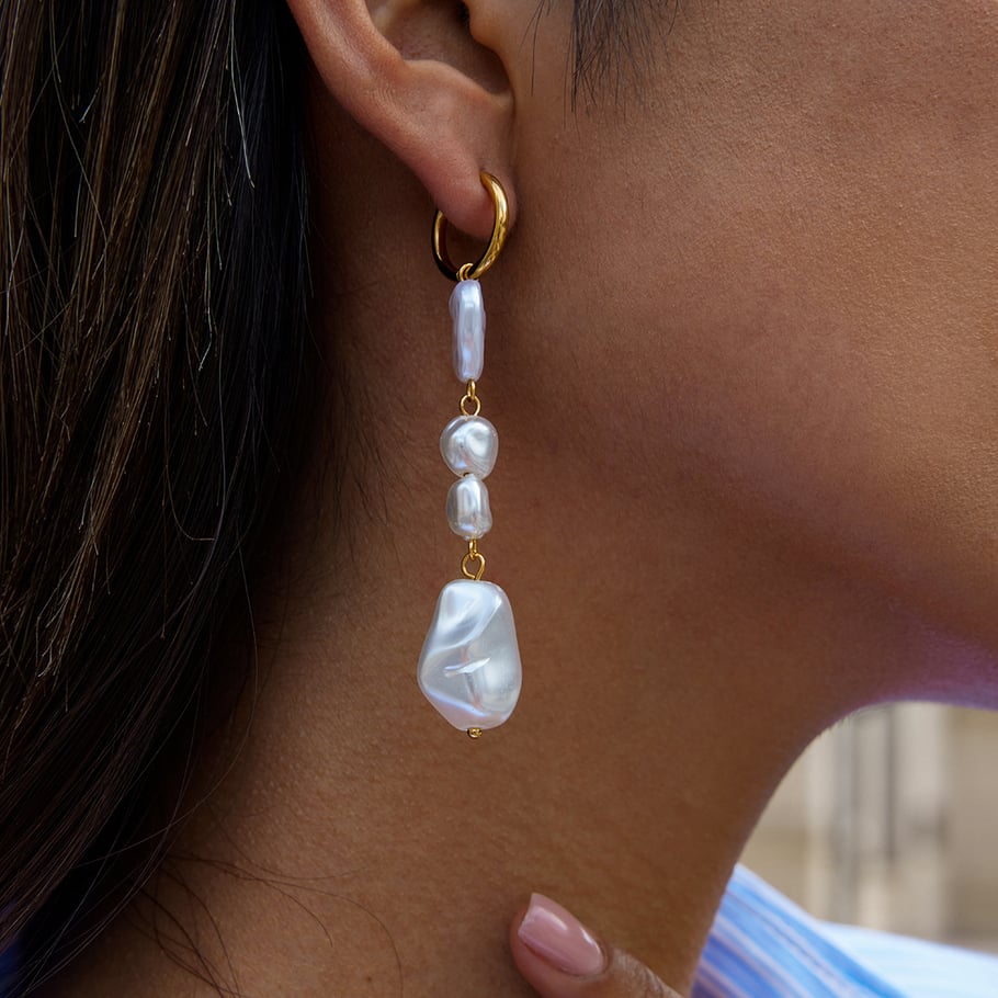 1 paio di eleganti orecchini pendenti da donna in acciaio inossidabile color oro Immagine3