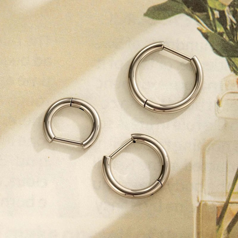 1 stuk minimalistische ringvormige titaniumlegering damesoorbellen Afbeelding4