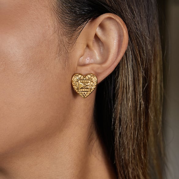 Designable Heart Stainless Steel Gold Color Women's Jewelry Sets