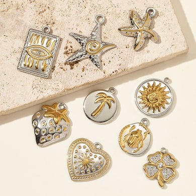 1 Piece Simple Mixed Gold Color And Silver Colors Stainless Steel Women's Pendants h5 Picture2
