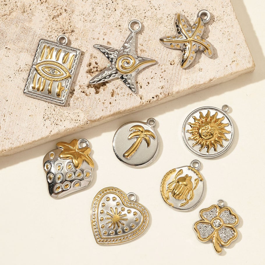 1 Piece Simple Mixed Gold Color And Silver Colors Stainless Steel Women's Pendants Picture2