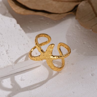 1 Stück Seestern Edelstahl Goldfarben Statement Ring h5 Bild3