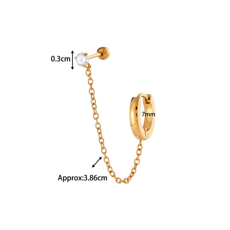 1 orecchino piercing semplice a forma di cerchio con stella color oro e zirconi Immagine2