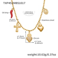 TXP451-Collier Couronne Coeur Or 40+5m Image7