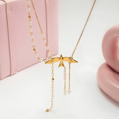 1 Piece Elegant Tassel Birds Stainless Steel Gold Color Women's Pendant Necklaces h5 Picture5