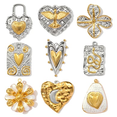 1 Stück gemischte Gold- und Silberfarben-Anhänger aus Edelstahl für Damen h5 Bild5