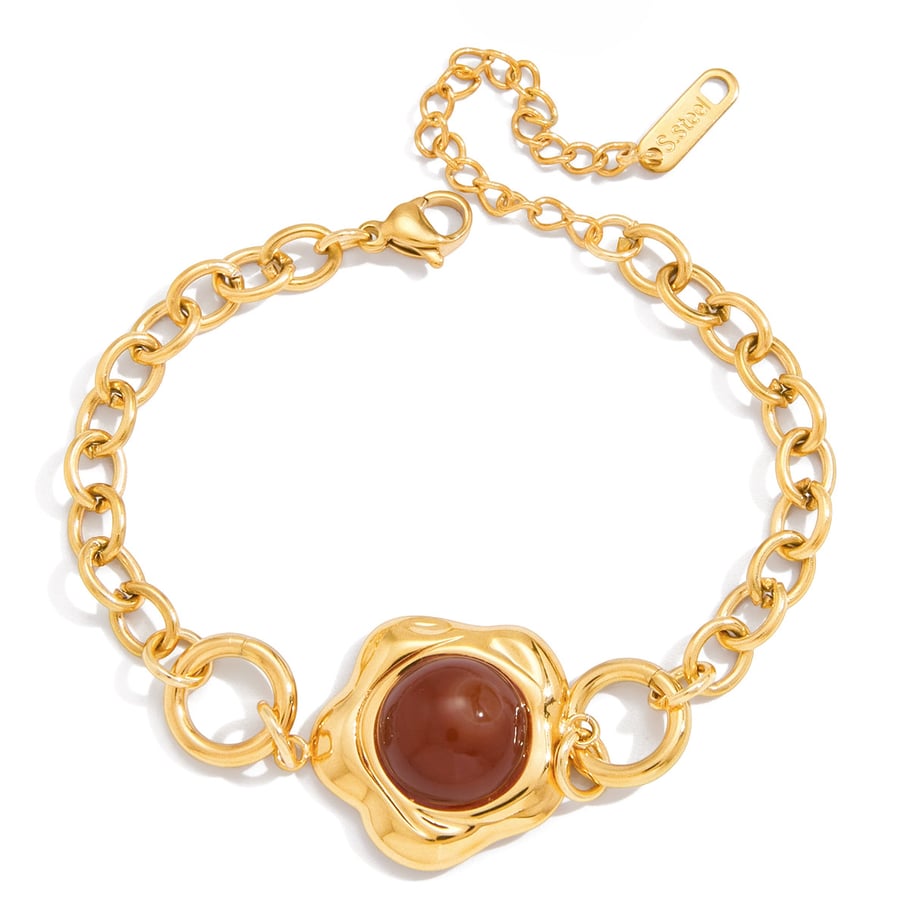 1 Stück luxuriöse Blumen-Armbänder aus Edelstahl in Goldfarbe und Acryl für Damen