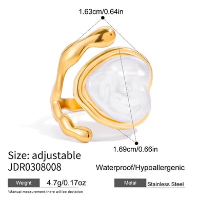 1 Piece Versatile Heart Stainless Steel Gold Color Statement Rings h5 Picture2