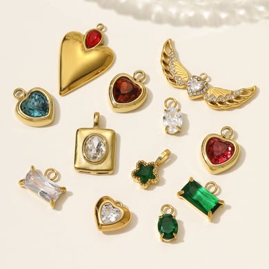 1 pieza de delicado colgante de acero inoxidable con forma de corazón de cristal para mujer h5 Imagen3