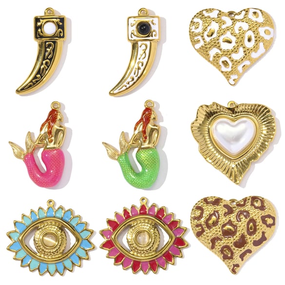 Pendentif éblouissant en acier inoxydable pour femme, motif œil du diable, 1 pièce 2