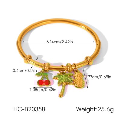 Braccialetto color oro in acciaio inossidabile con ciliegia di frutta, 1 pezzo h5 Immagine2