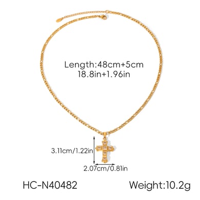 1 stuk kruis roestvrij staal goudkleurige zirkoon hanger ketting h5 Afbeelding2