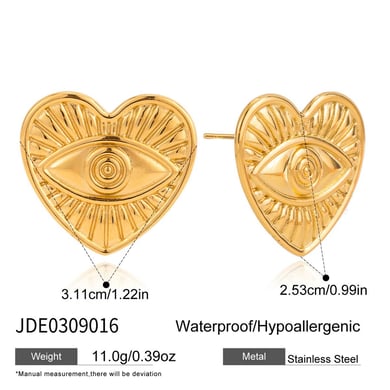 1 Paar Vogue Herz & Auge Edelstahl Gold Farbe frauen Stud Ohrringe h5 Bild2
