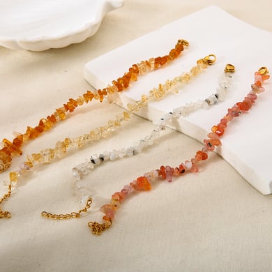 Conjunto de joyería para mujer con piedras naturales y cuentas de forma irregular de 1 pieza h5 Imagen3