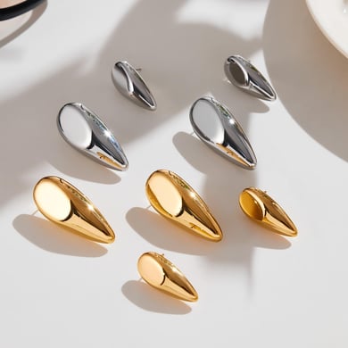 Parures de bijoux modernes pour femmes en acier inoxydable de forme irrégulière, couleur or h5 Image3