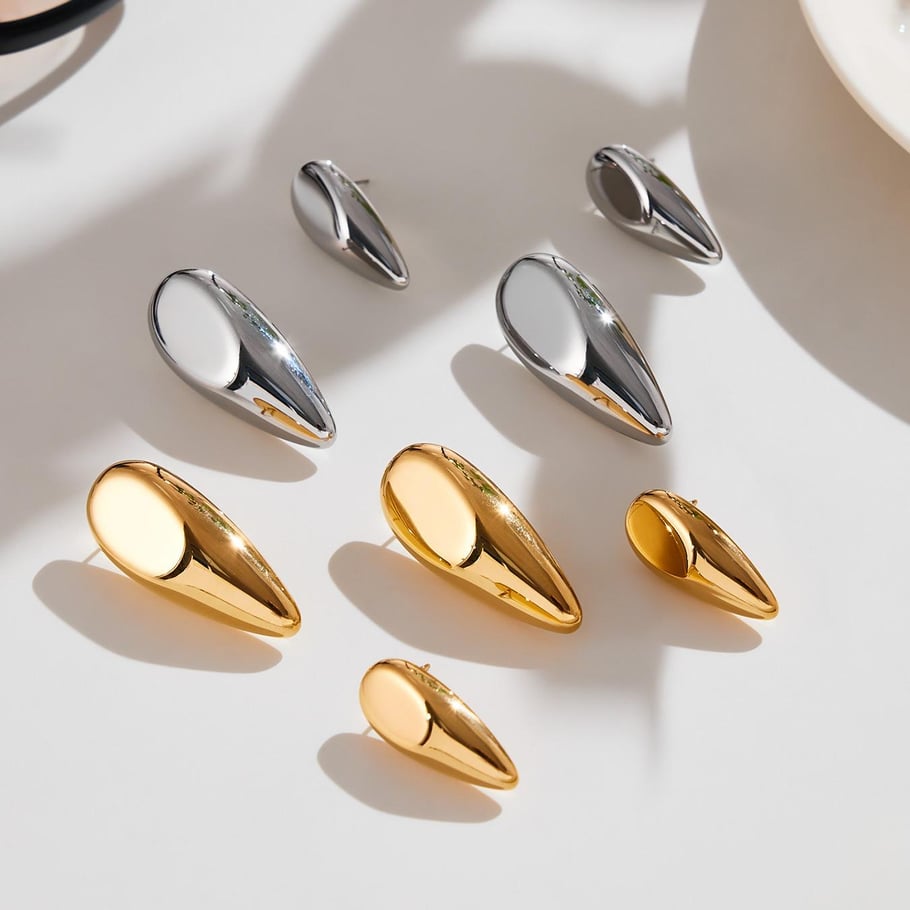Parures de bijoux modernes pour femmes en acier inoxydable de forme irrégulière, couleur or h5Image3