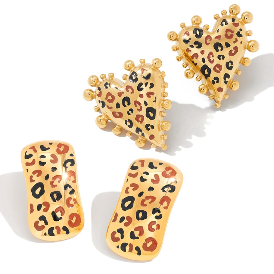 Stylish Leopard Print Stainless Steel Gold Color Women's Jewelry Sets Picture6