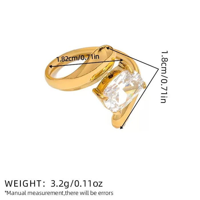 1 pezzo retrò forma irregolare in acciaio inossidabile color oro anelli da donna con pietre preziose