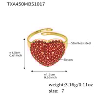 TXA450-Bague Cœur Rouge-Taille 7 Image6