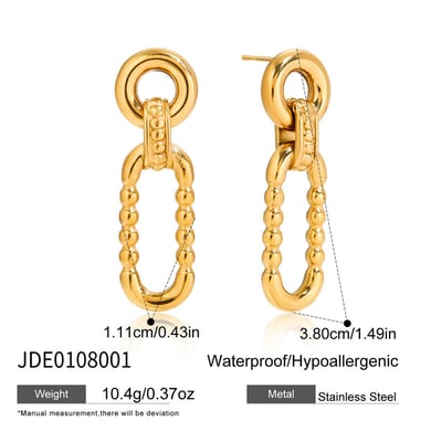 1 paar klassieke cirkelvormige oorbellen van roestvrij staal met gouden hanger voor dames h5 Afbeelding2