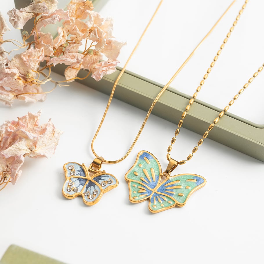 1 Piece Designable Butterfly Stainless Steel Gold Color Women's Pendant Necklaces h5Picture3