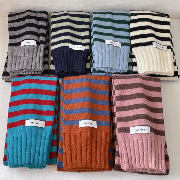1 Piece Cute Strip knitted Winter Scarf