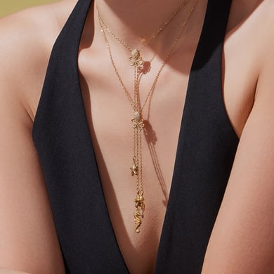 Collier pendentif pour femme en acier inoxydable couleur or et zircon, série Marine, 1 pièce h5 Image4
