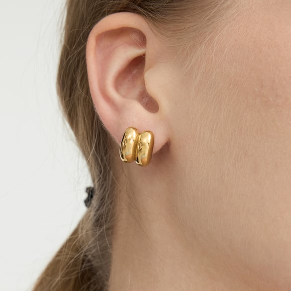 1 Pair Minimalist Solid Color Stainless Steel Gold Color Women's Stud Earrings 2