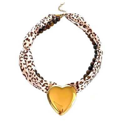 1 Piece Retro Leopard Print Pattern Natural Stone & Glass Beaded Necklace h5 