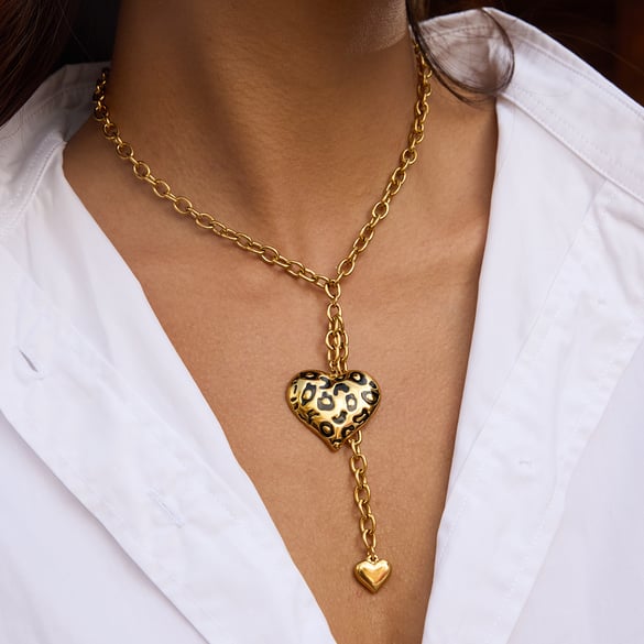 Sexy Leopard Print Stainless Steel Gold Color Women's Jewelry Sets 2
