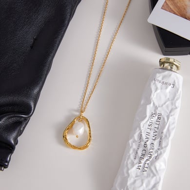 1 Stück romantische Tropfen Edelstahl Gold Farbe Perle Damen Anhänger Halsketten h5 Bild3