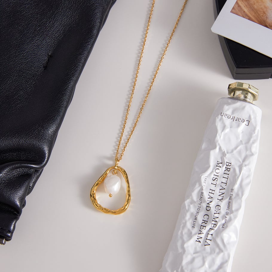 1 Stück romantische Tropfen Edelstahl Gold Farbe Perle Damen Anhänger Halsketten h5Bild3