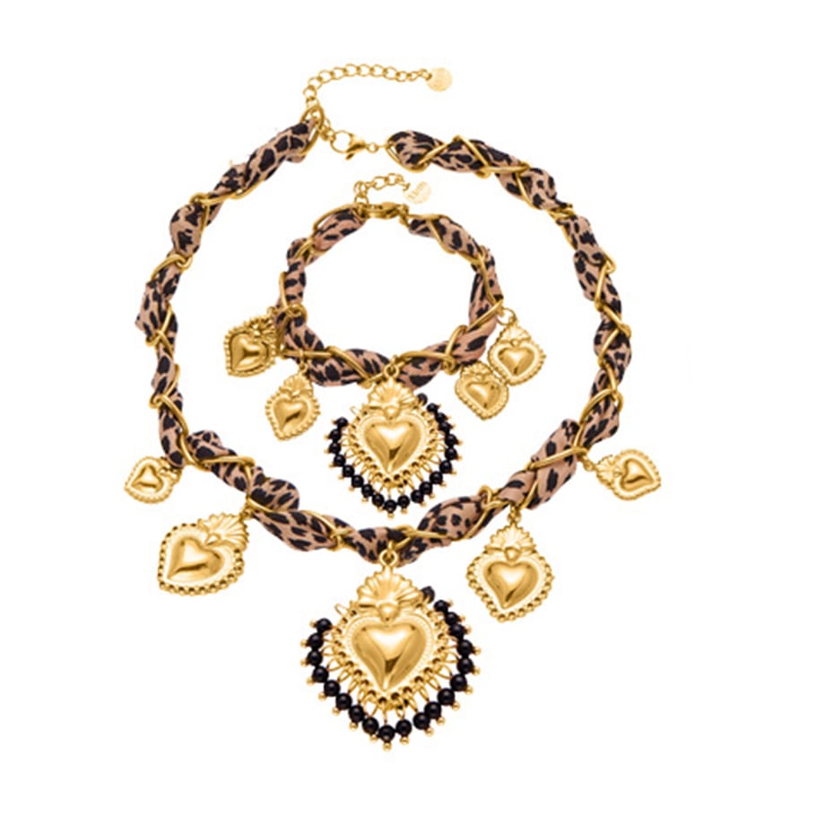 Parures de bijoux pour femmes en acier inoxydable couleur or et pierre naturelle Vogue Heart h5Image6