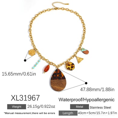 1 Piece Simple Droplet Leopard Print Stainless Steel Women's Pendant Necklaces h5 