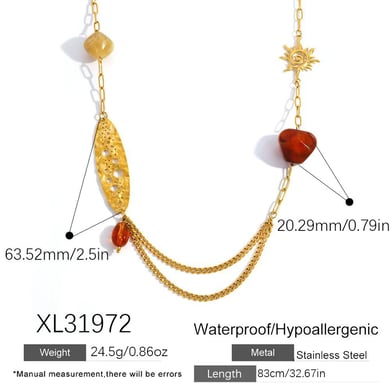 Collier chaîne en acier inoxydable ajouré pour femme, 1 pièce h5 