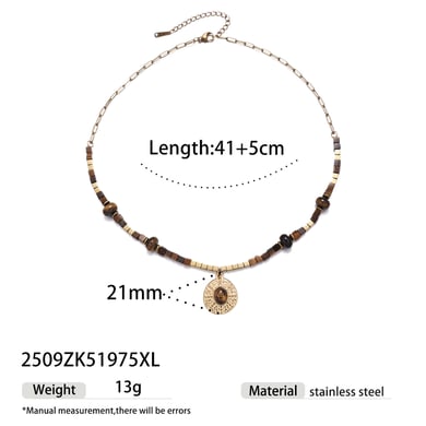 Natural Stone Beads Stainless Steel Necklaces Set h5 