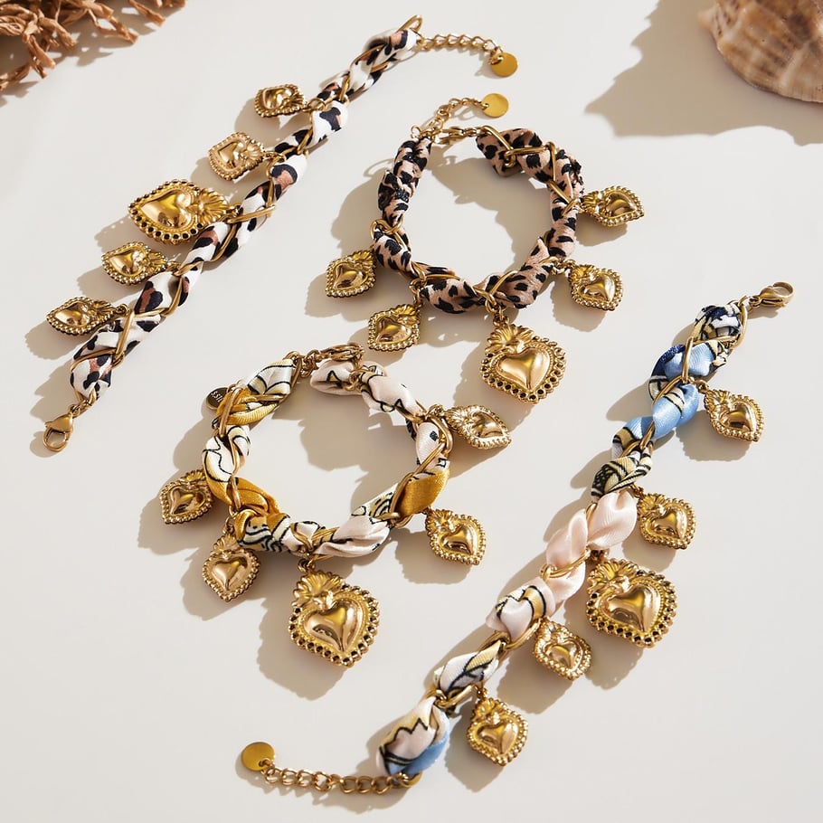 Parures de bijoux pour femmes en acier inoxydable couleur or et pierre naturelle Vogue Heart h5Image2