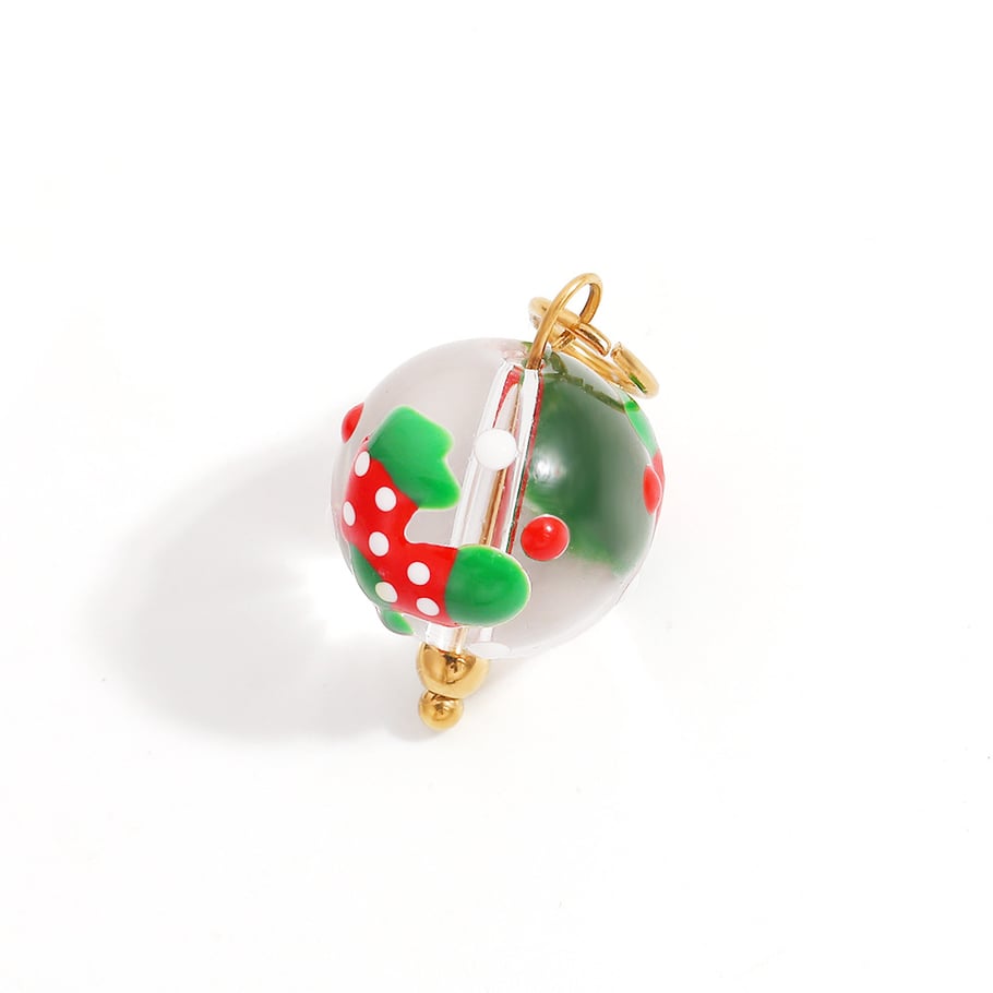 Pendentif pour femme en acier inoxydable émaillé avec plante de Noël à faire soi-même, 1 pièce h5Image3